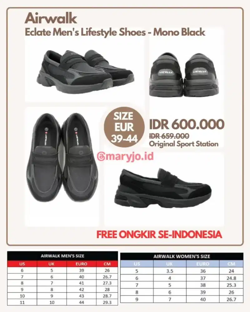 Airwalk Eclate Men's Lifestyle Shoes - Mono Black 39-44