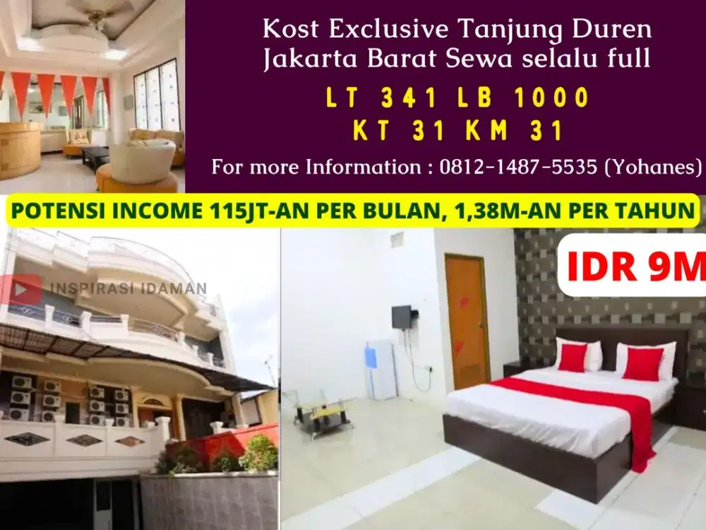 Kost Exclusive Tanjung Duren Jakarta Barat Sewa selalu full