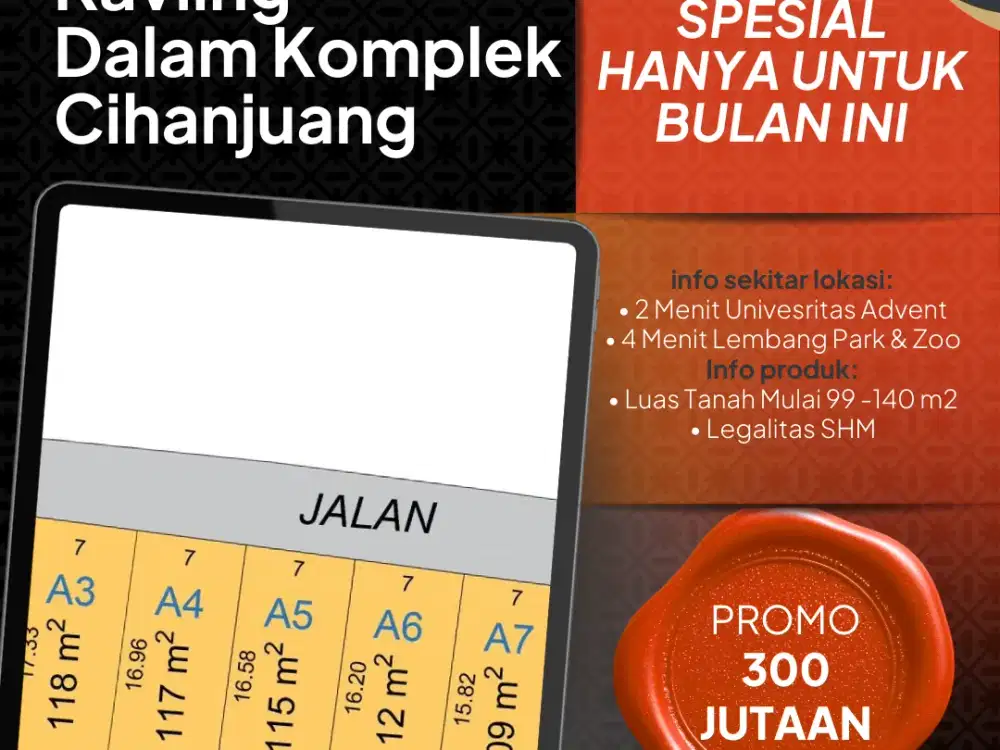 Promo Tanah Cihanjuang 300 Jutaan Saja Luas 100 m2-an Akses Mobil Unit Terbatas