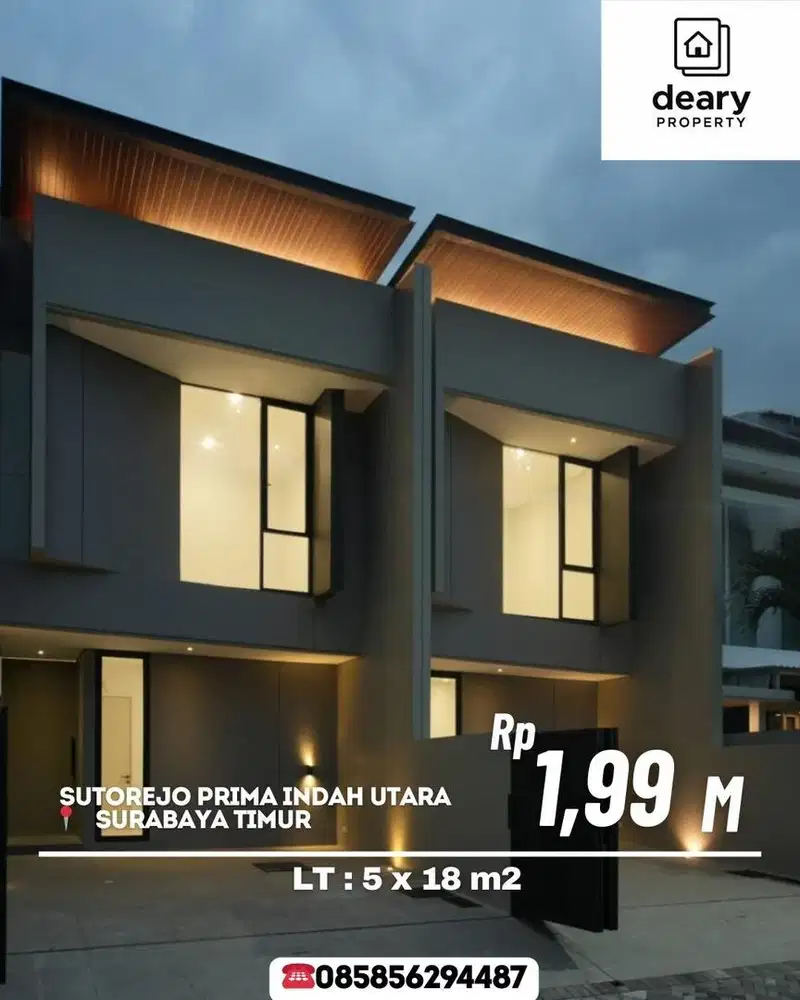 Dijual rumah baru di Sutorejo Prima Indah Utara Surabaya Timur