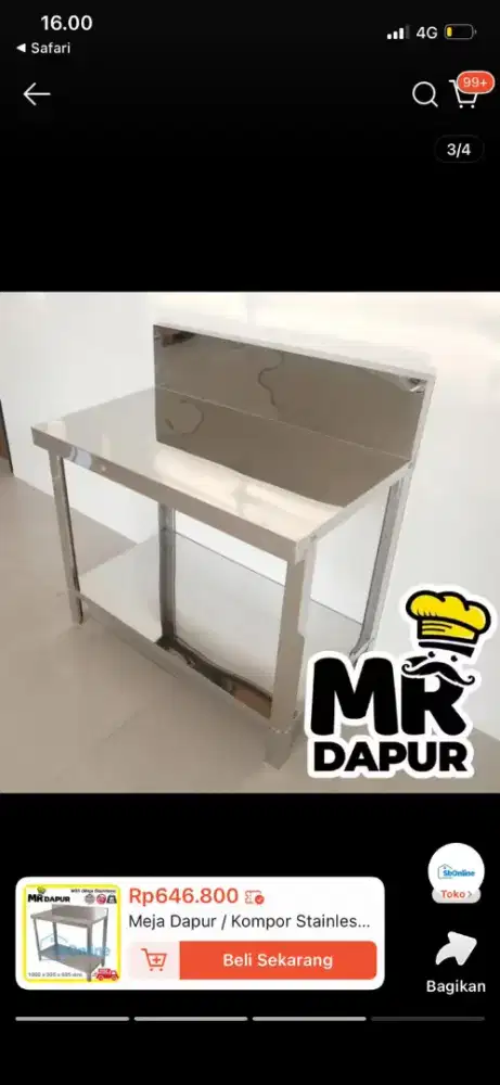 Meja Dapur/Kompor Stainless