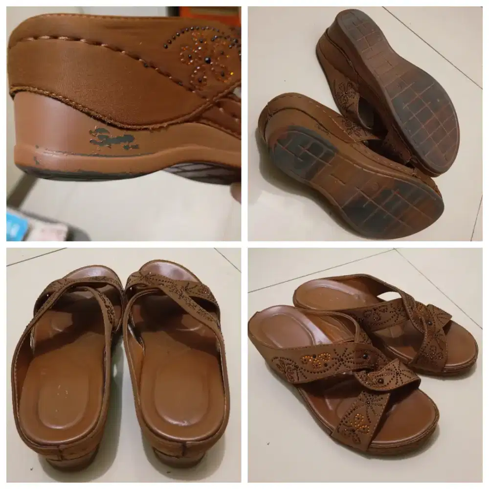 Sandal Wedges Karet Ringan Preloved