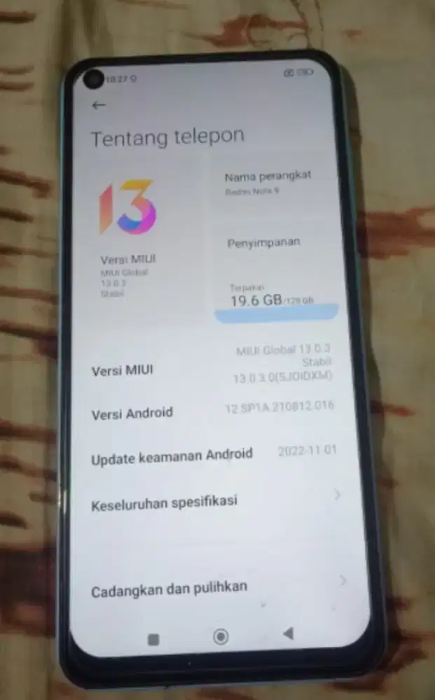 jual hp redmi note 9 ram 6/128
