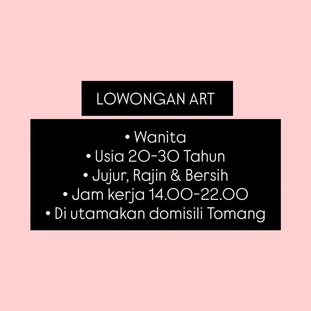 Lowongan kerja ART