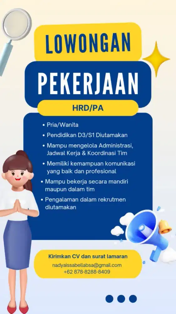 Lowongan HRD dan PA