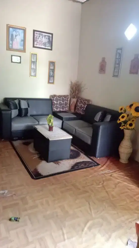 Promo sofa tamu L sudut minimalis + meja & Bantal