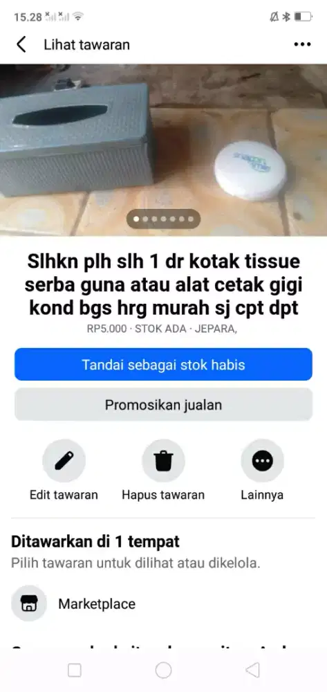 Slhkn plh slh 1 dr kotak tissue atau sblh nya mgkn ada yg perlu murah