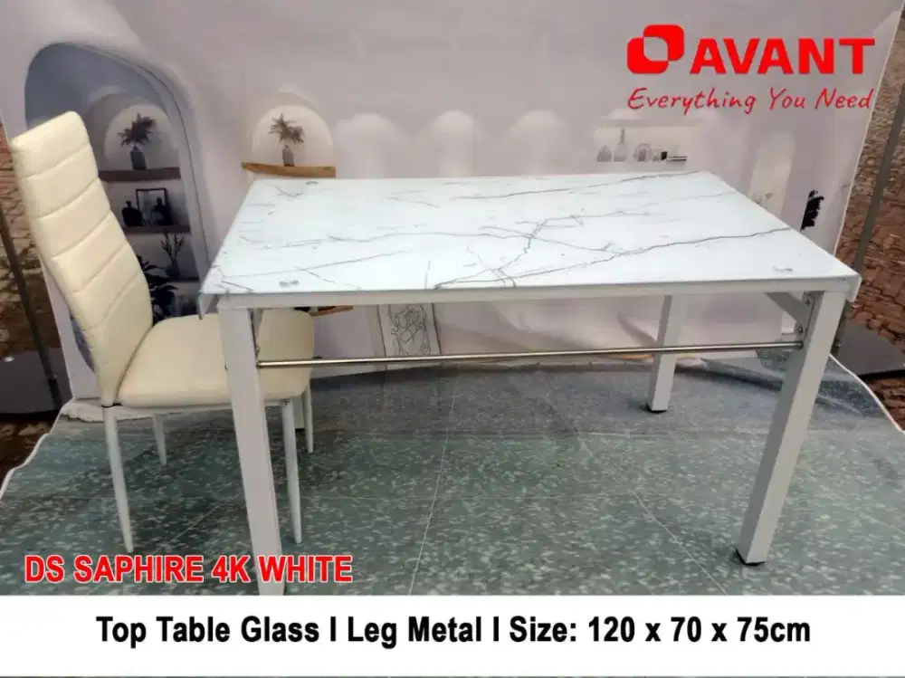 Meja Makan 4Kursi Kaki besi