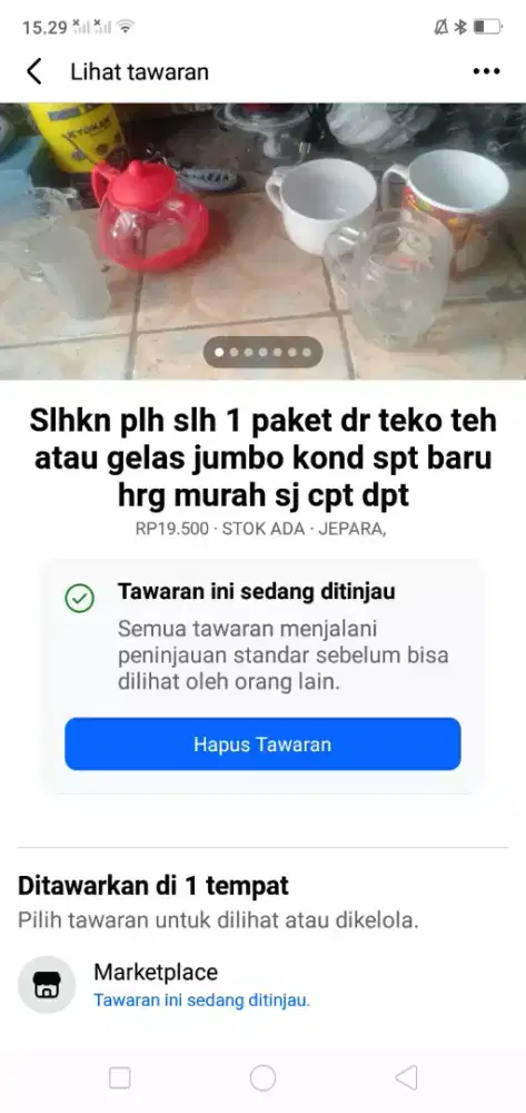 Slhkn lh slh 1 paket dr teko Cristal teh atau sblh nya kond spt baru