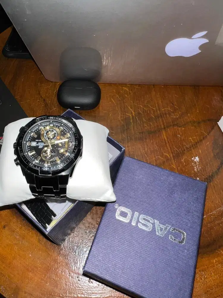 Jam Tangan Chronograph Men Black Dial Stainless Steel Brand