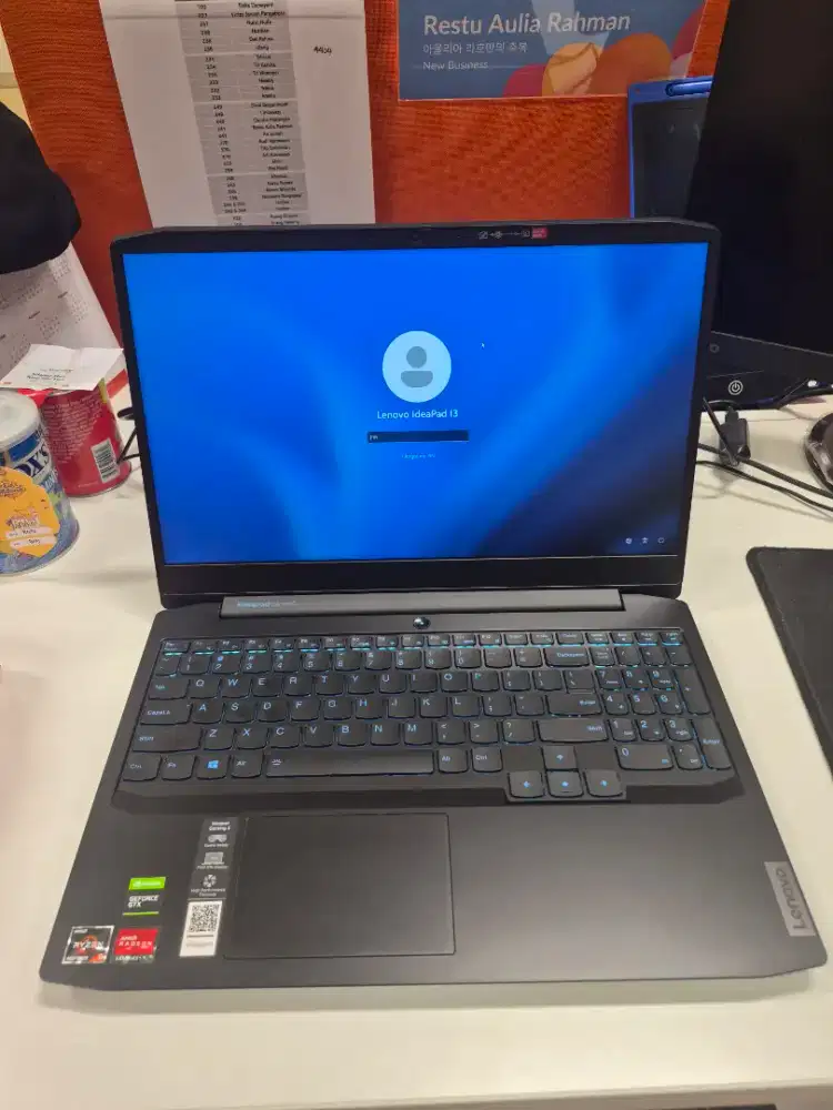 Laptop Lenovo Ideapad Gaming Ryzen 5 GTX1650Ti Fullset Mulus