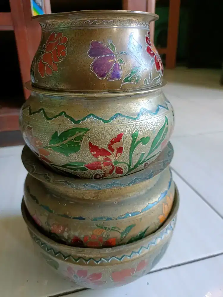 Kuningan vintage motif ukiran bunga