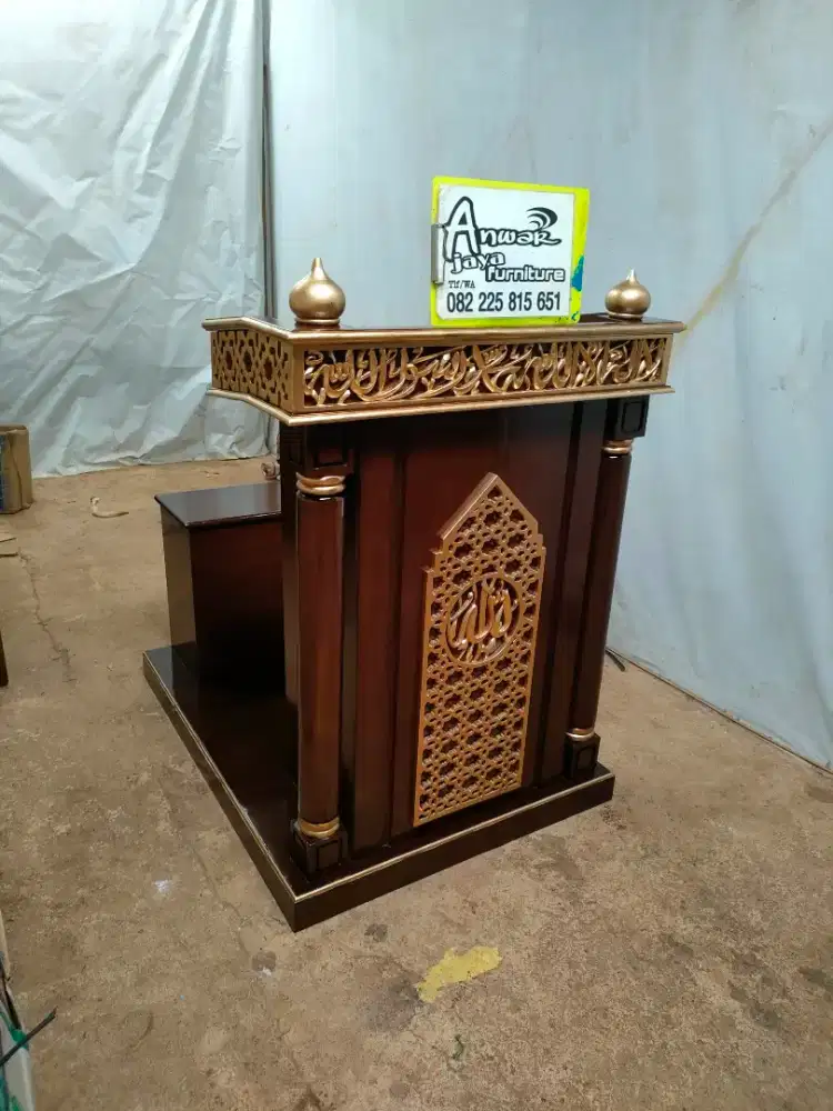 Mimbar masjid podium minimalis full kayu jati