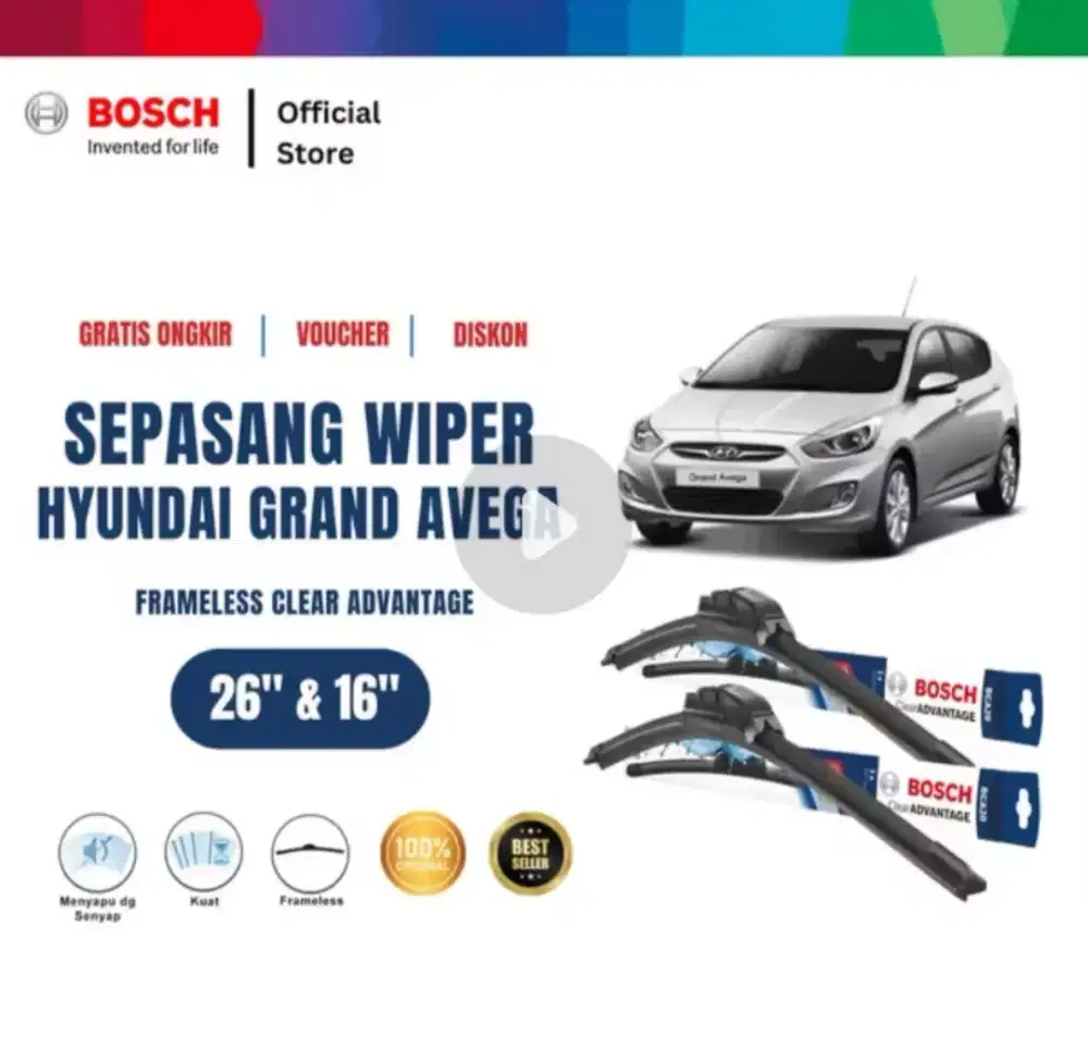 Bosch Frameless Wiper Spasang Mobil Hyundai Grand Avega ClearAdvantage