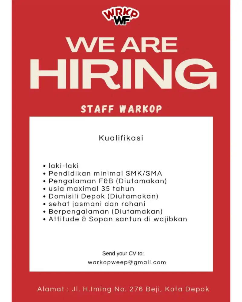 LOWONGAN PEKERJAAN WAKROP