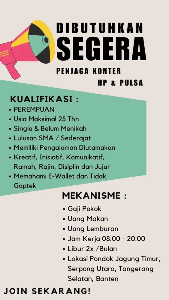 Penjaga Konter Pulsa dan HP
