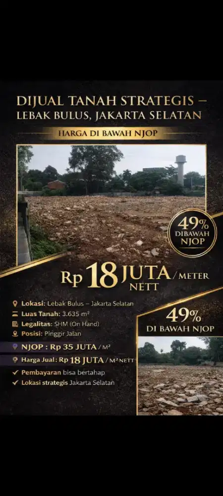 Di jual tanah di bawah NJOP