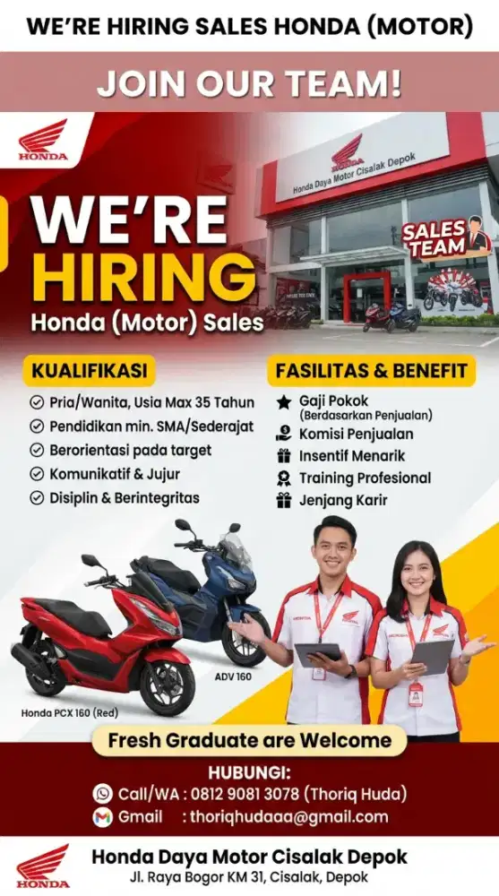 SALES EXECUTIVE (MOTOR HONDA)