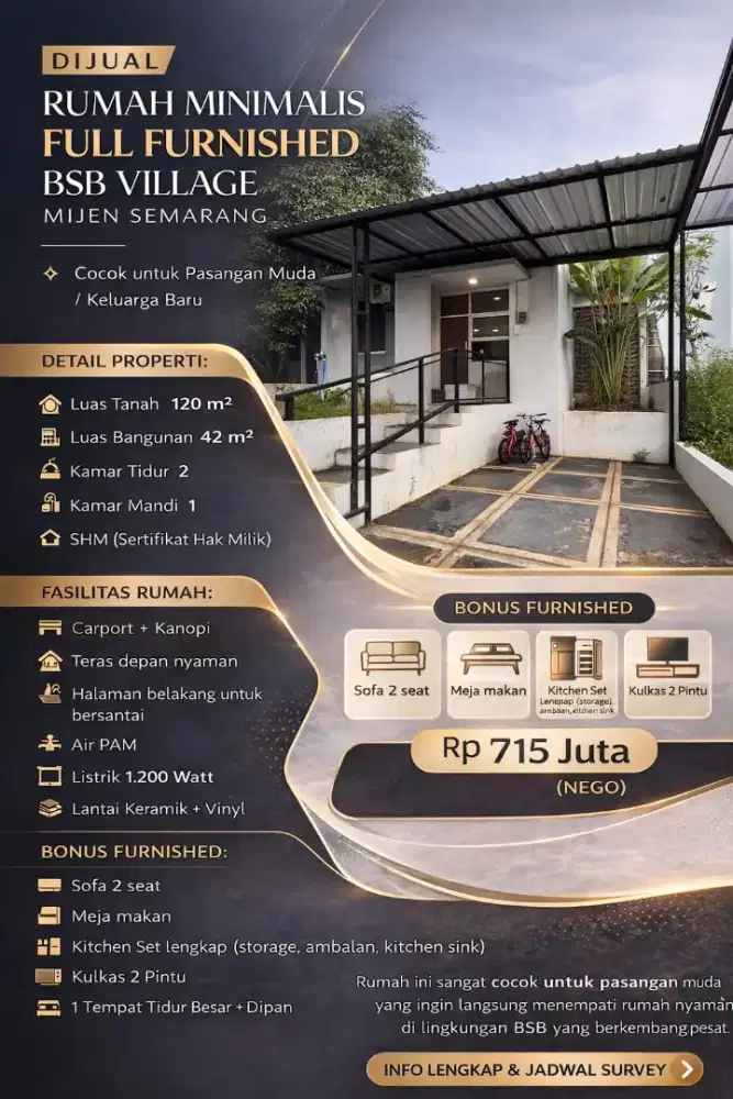 RUMAH MINIMALIS DI BSB VILLAGE KONDISI SIAP HUNI