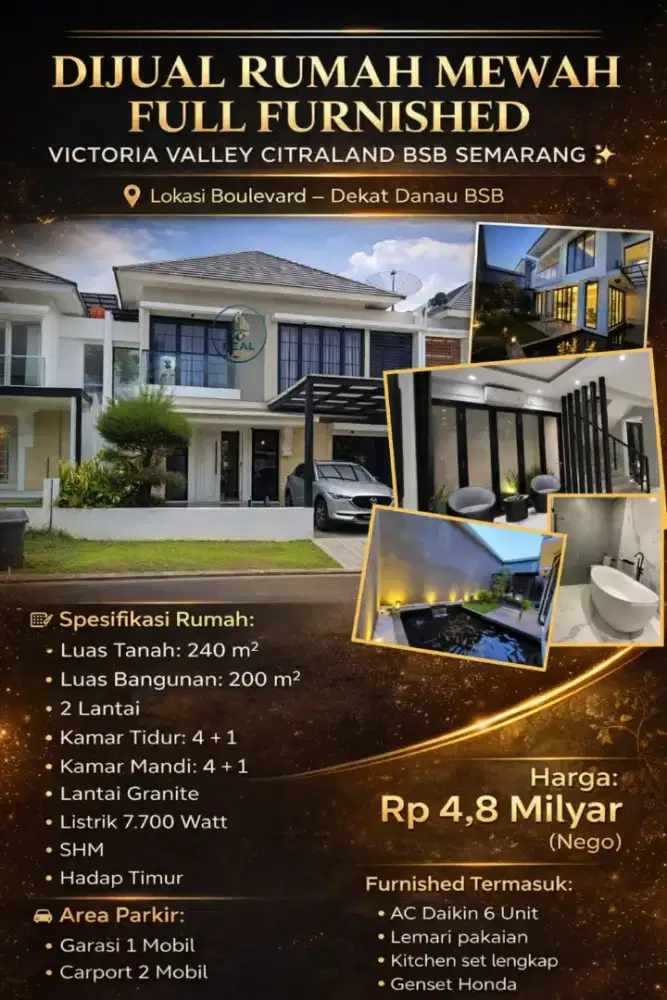 RUMAH MEWAH DI VICTORIA VALLEY CITRALAND BSB SEMARANG FULL FURNISHED