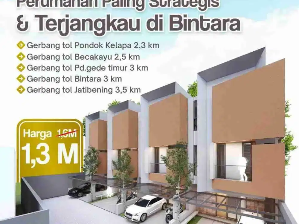 Jual Rumah Baru 3 Lantai SIAP HUNI Dkt Pintu Toll Becak Kayu Bintara Jaya Bekasi Barat