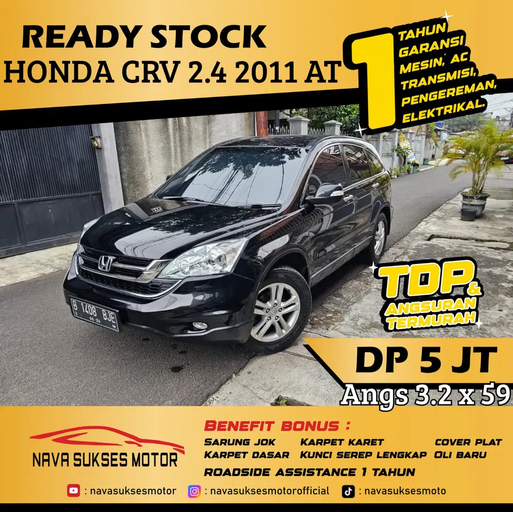 TDP 5 Jt Angs Termurah Honda CRV 2.4 2011 Matic Hitam Low Km Like New