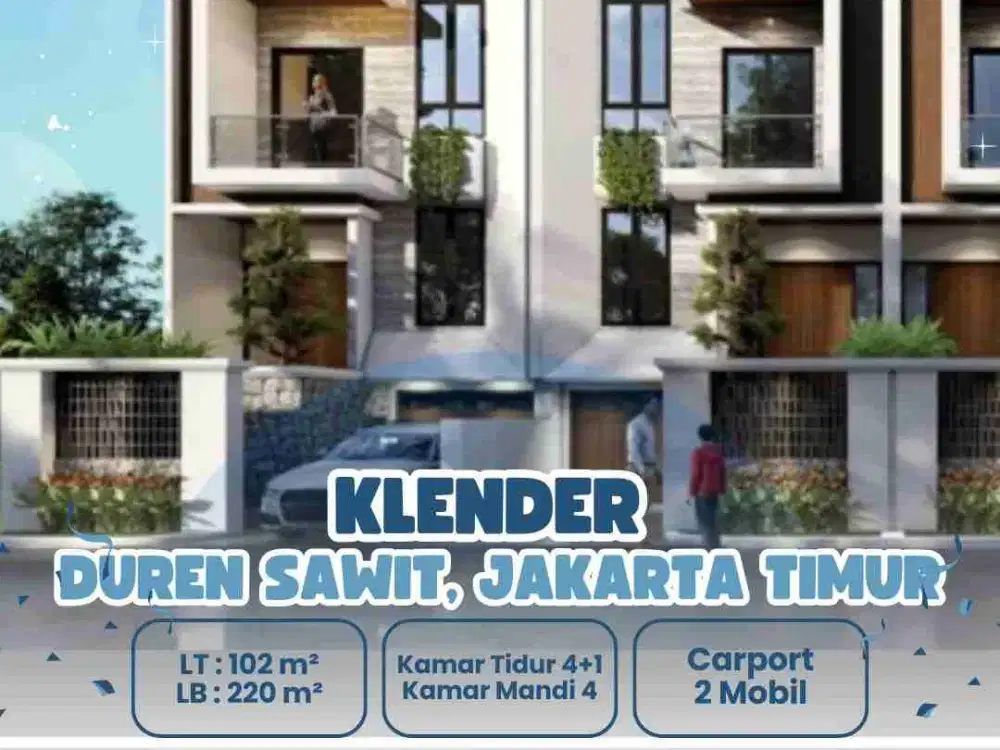 Dijual Rumah SIAP HUNI 3 Lantai Mewah Akses Jalan Lebar 2 Mobil di Duren Sawit Jakarta Timur