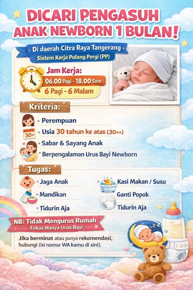 Pengasuh bayi 1 bulan