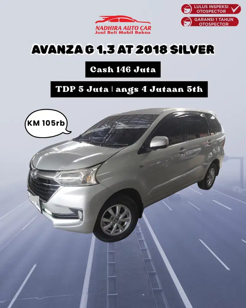 DP 5 Juta Avanza G 1.3 AT 2018 Silver