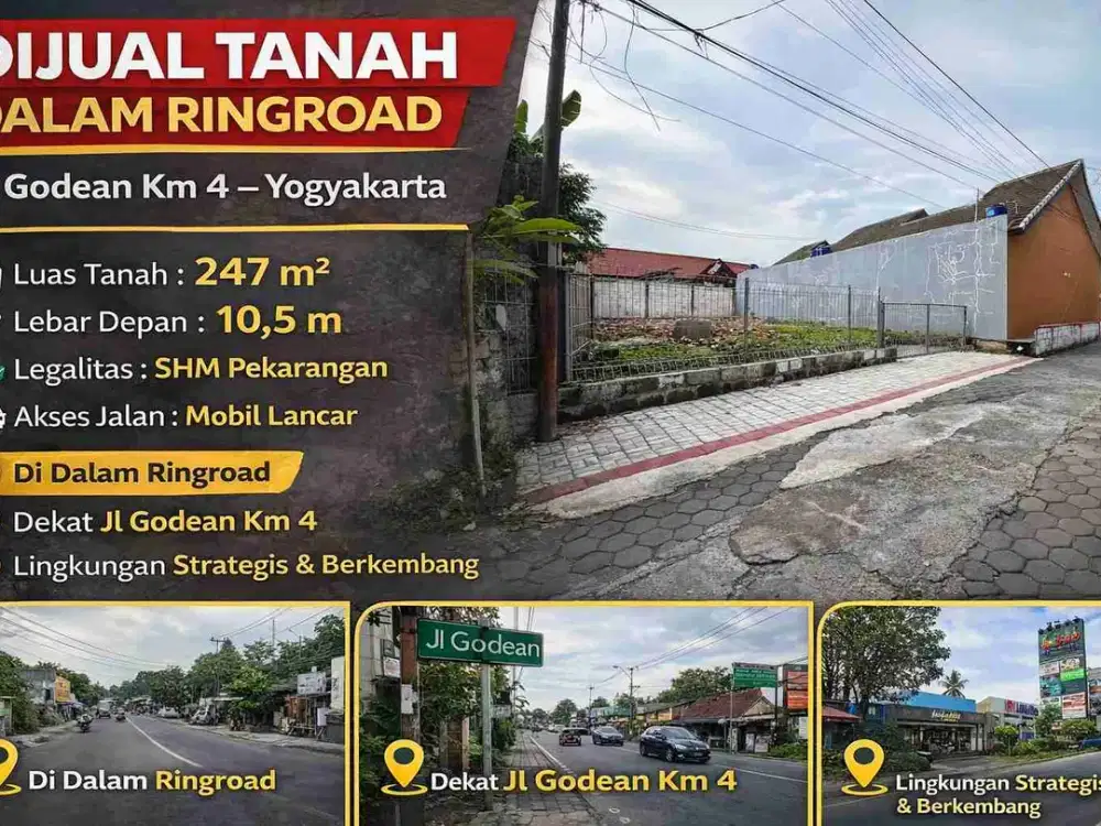 Tanah SHM Pekarangan Dalam Ringroad – Jl Godean Km 4, Cocok Rumah & Kost