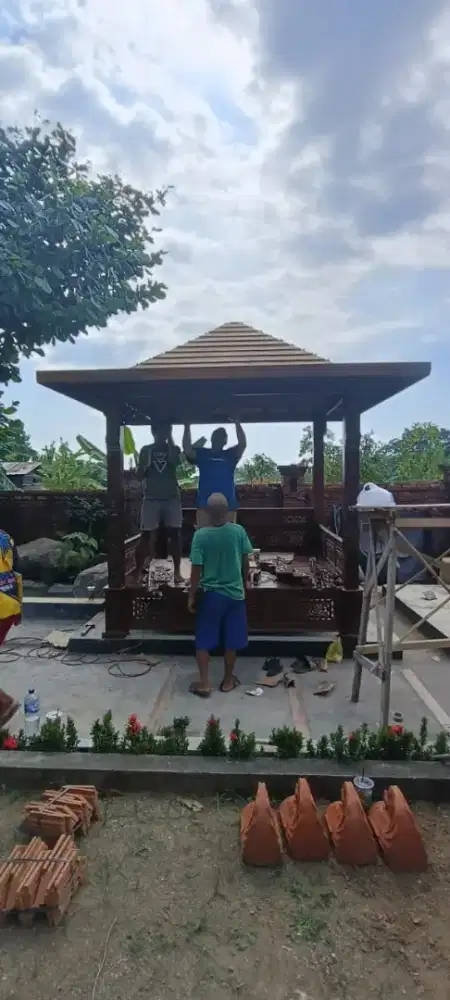 Gazebo ukir kayu jati terbaik langsung pengrajin