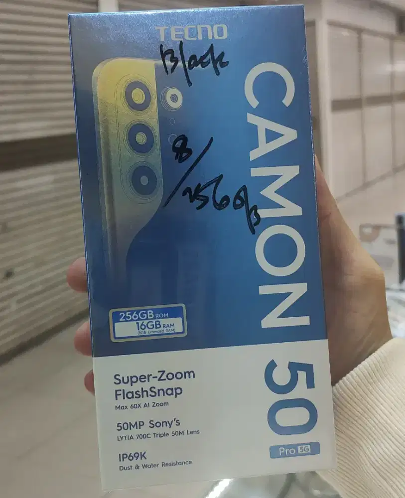 Tecno Camon 50 Pro 5G 8GB+256GB Black BNIB Garansi Resmi Indonesia