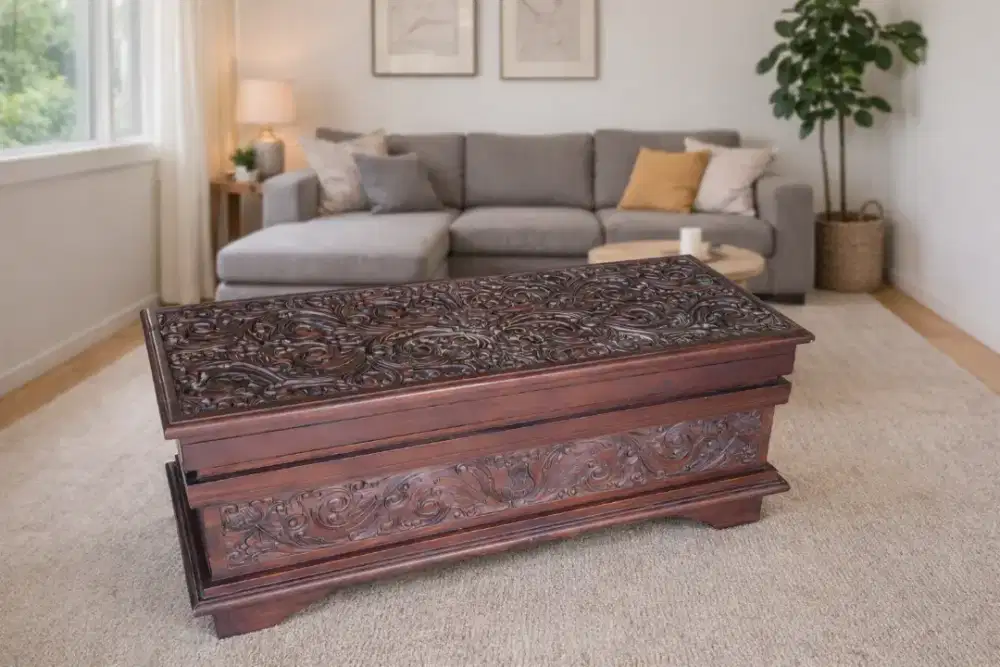 Meja Ukir Jati Besar dan berat Istimewa mewah klasik langka kolektor