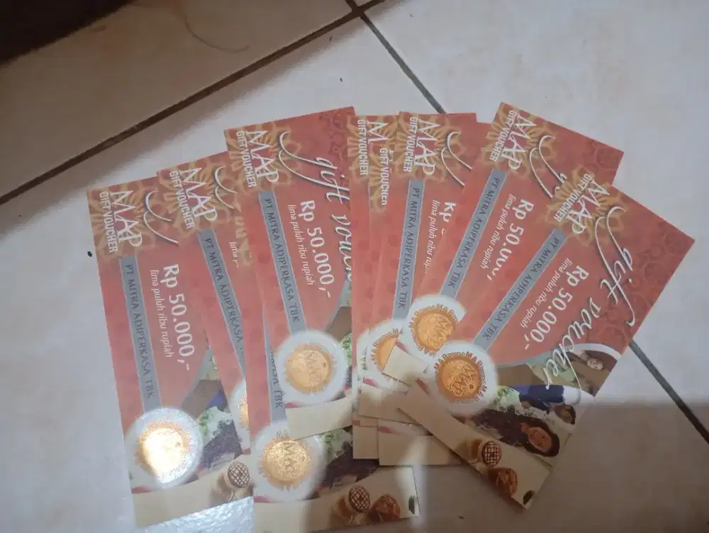 Voucher MAP pecahan 50k ada 10 lembar