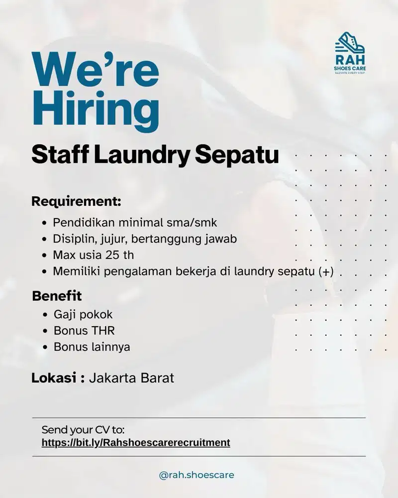 Lowongan Kerja Staff Laundry Sepatu