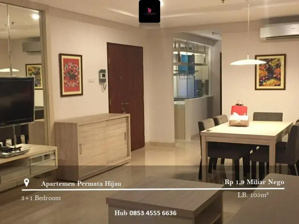 Dijual Apartement Permata Hijau Low Floor 3BR Full Furnished