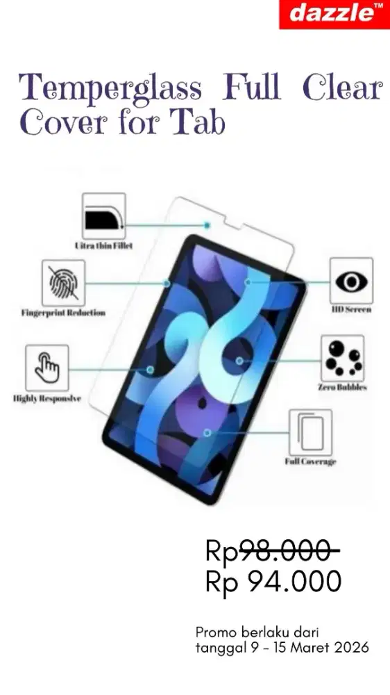 Temperglass Clear Full for Tab