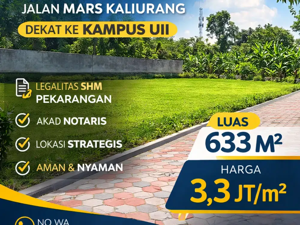 Tanah Jogja Kost Area Kampus UII Kaliurang SHM Pekarangan