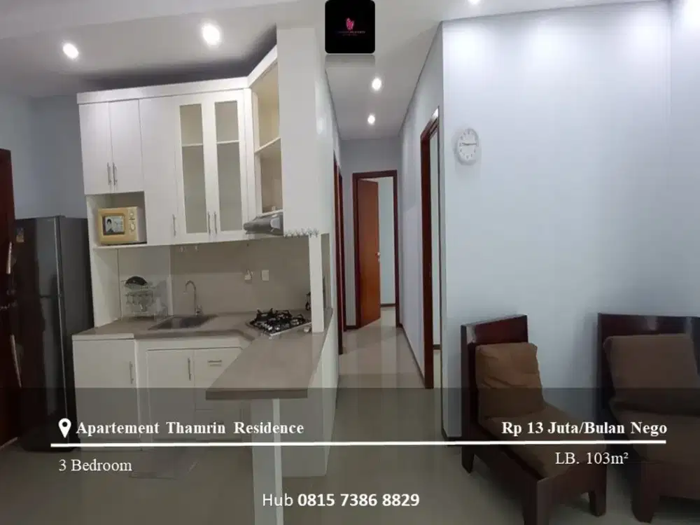 Disewakan Apartement Thamrin Residence High Floor 3BR Furnished