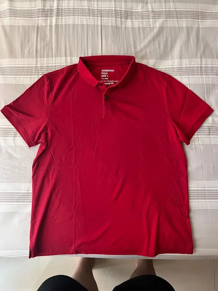 Giordano Tapered Fit Poli - Maroon L