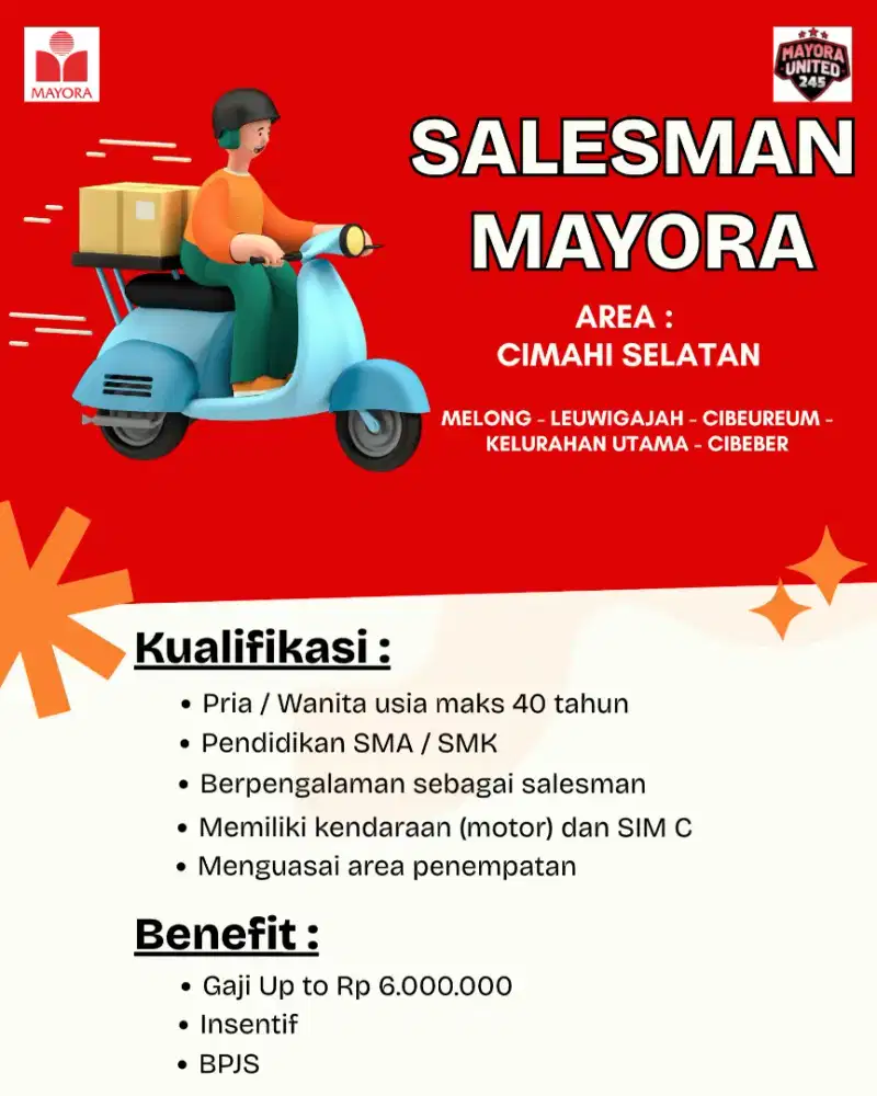 LOWONGAN KERJA SALESMAN MAYORA