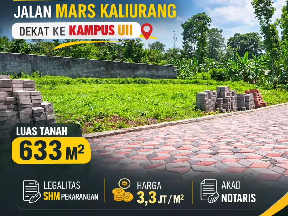 Tanah Jogja Kost Area Kampus UII Kaliurang SHM Pekarangan