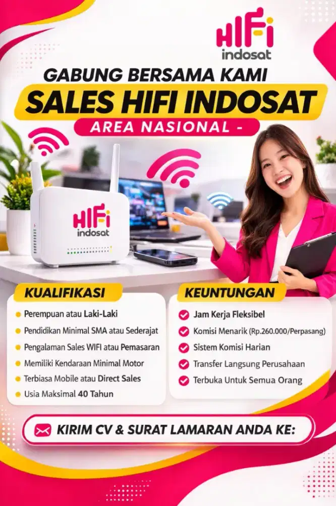 Lowongan Kerja Sales Wifi Hifi Indosat