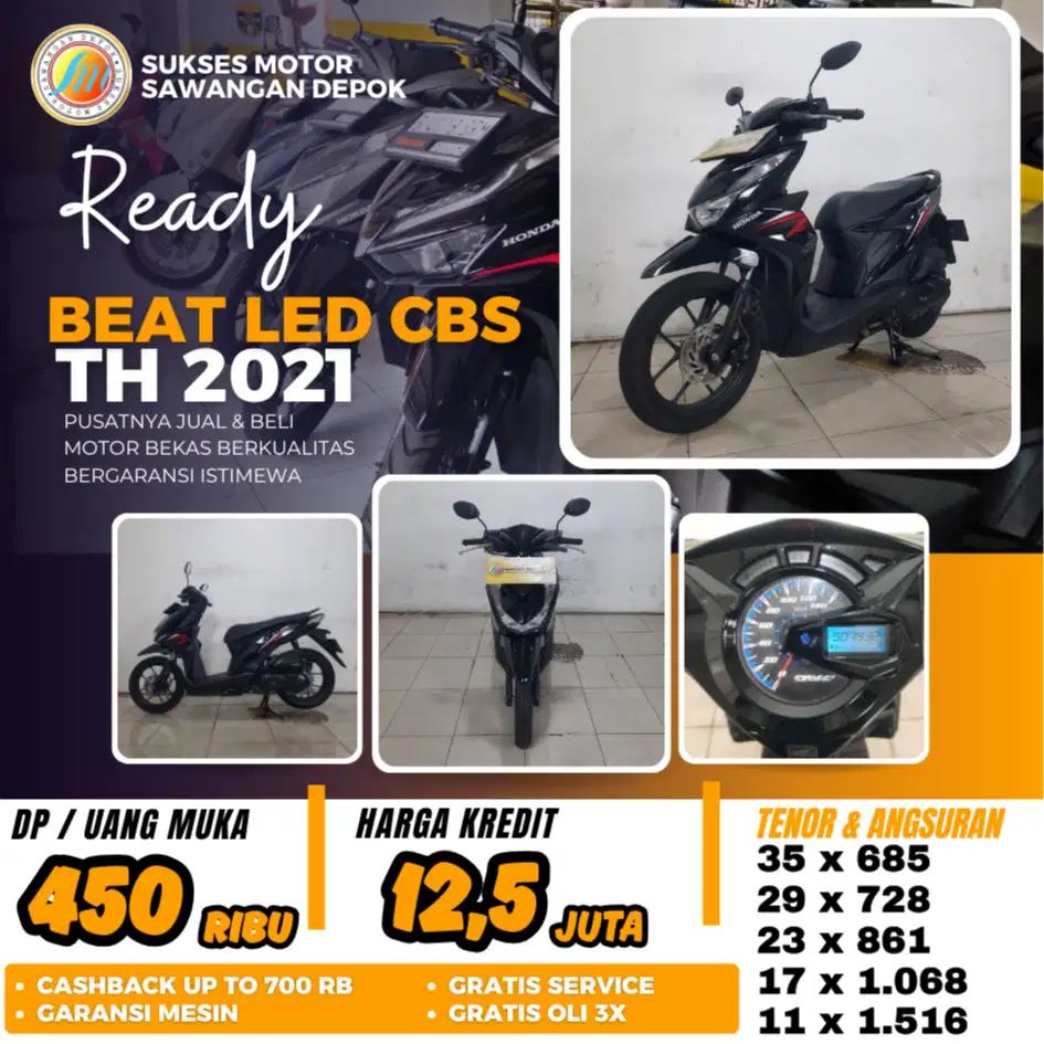 TERMURAH HONDA BEAT LED TH 2021 UNIT MULUS BERGARANSI DI SUKSES MOTOR