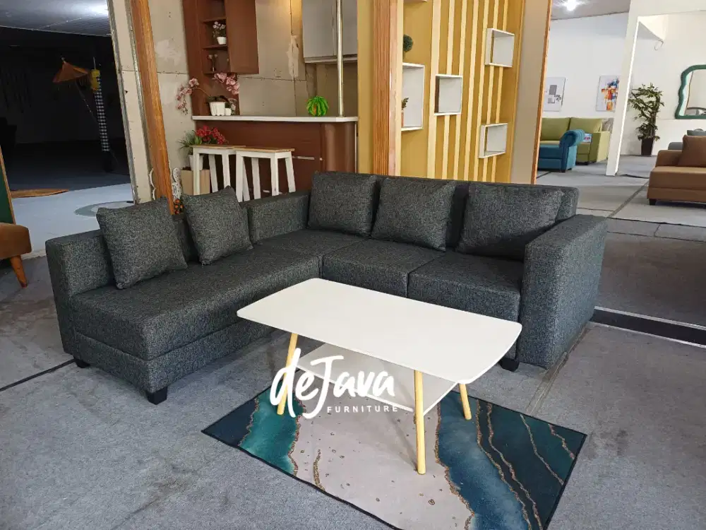 Sofa L nat kotak + meja. Free antar jogja