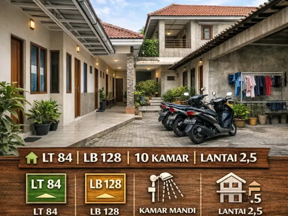 Dijual rumah kost siap huni dengan 10 kamar di lokasi strategis kawasan kampus