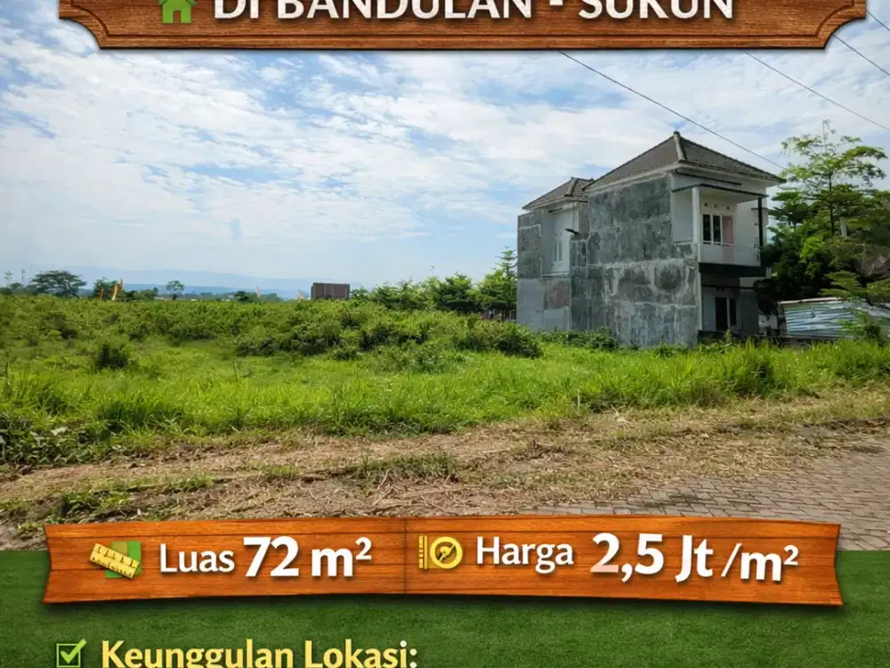 DIJUAL TANAH SIAP BANGUN DI BANDULAN SUKUN – LOKASI STRATEGIS