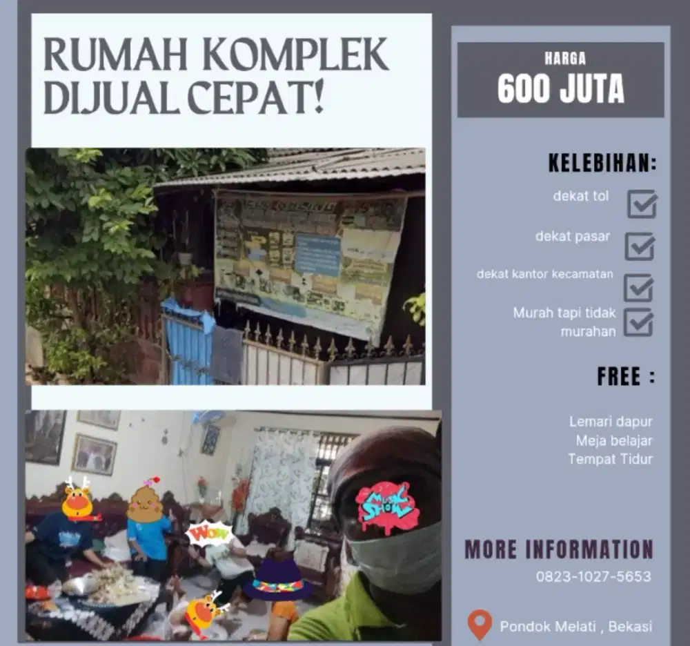 Dijual Cepat Rumah dekat Tol Jatiwarna dan Pasar Kecapi