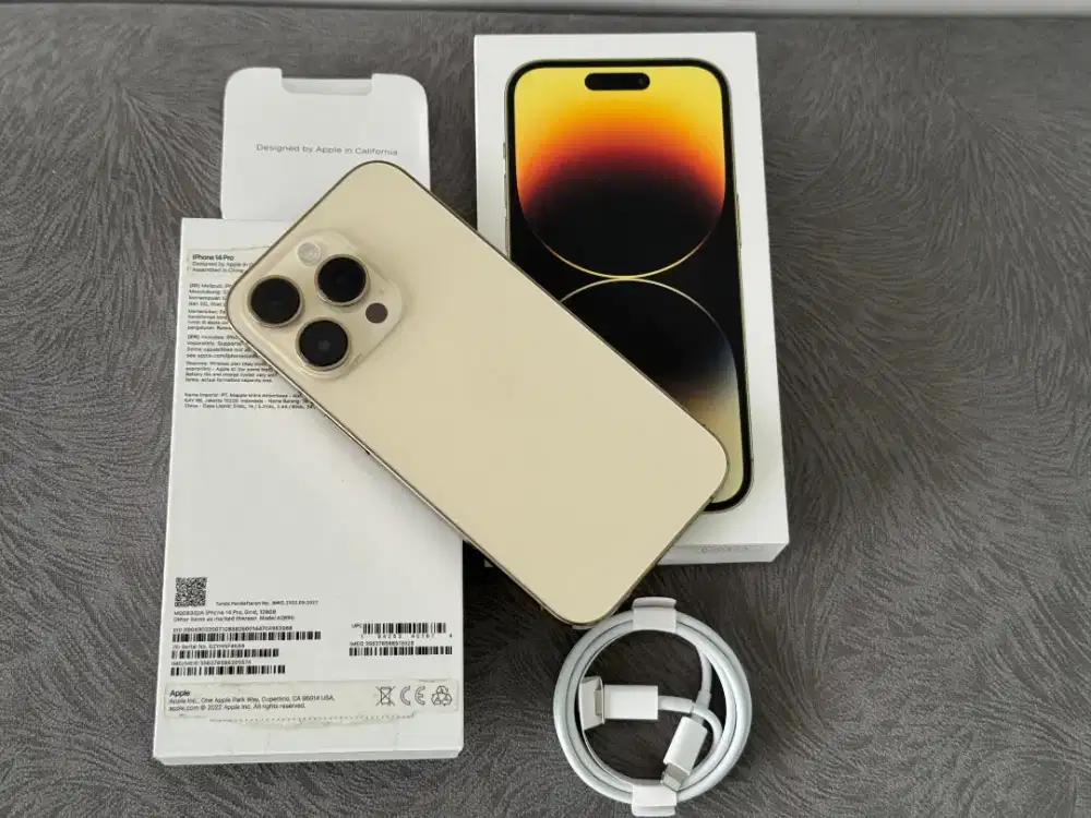 IPhone14 pro 128GB resmi sinyal pasti aman warna gold cakep mulus