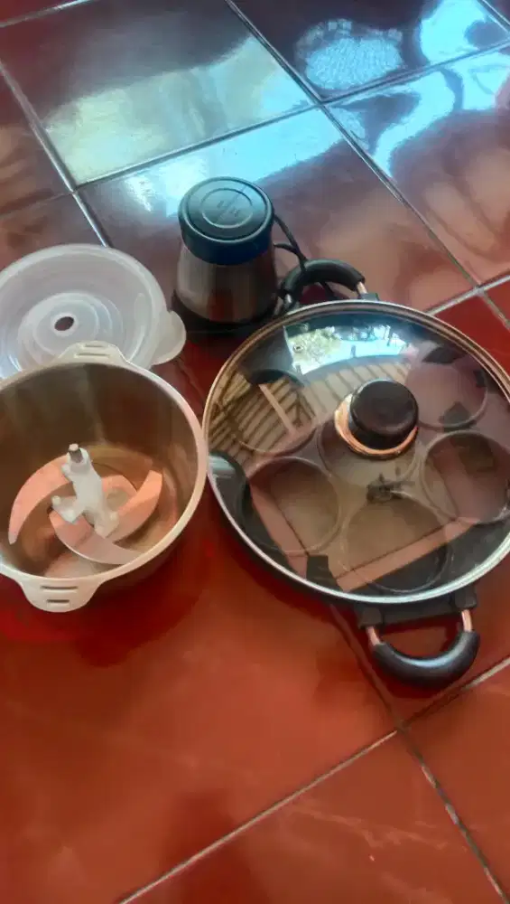 Panci teflon tutup kaca + chopeer listrik/ choper / teflon